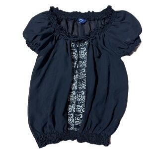 _Reitman’s  Petite Blouse - Sheer Black with Silver Detailing - Size Large $16_